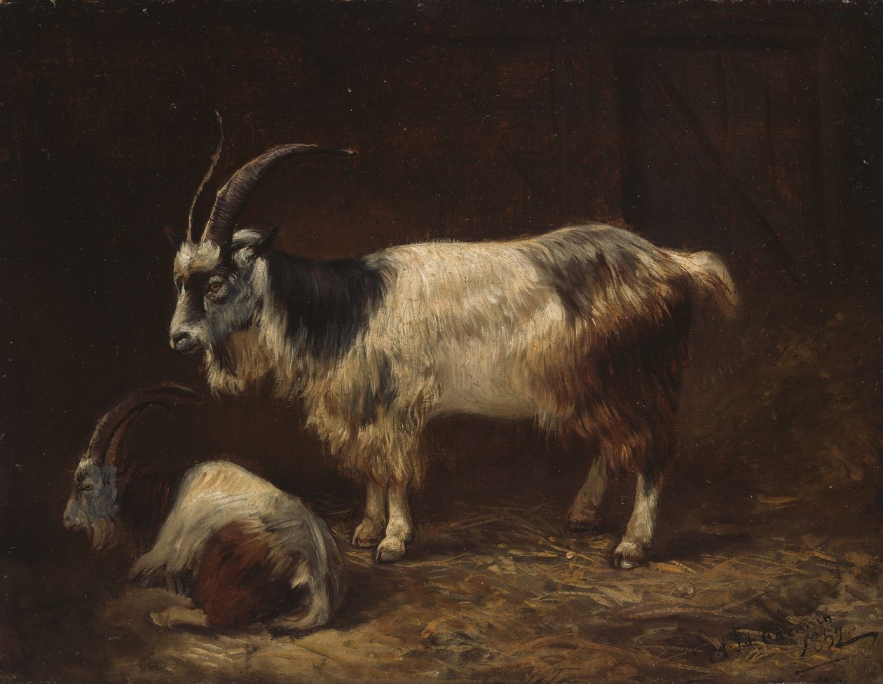 Twee geiten door Adolph Tidemand