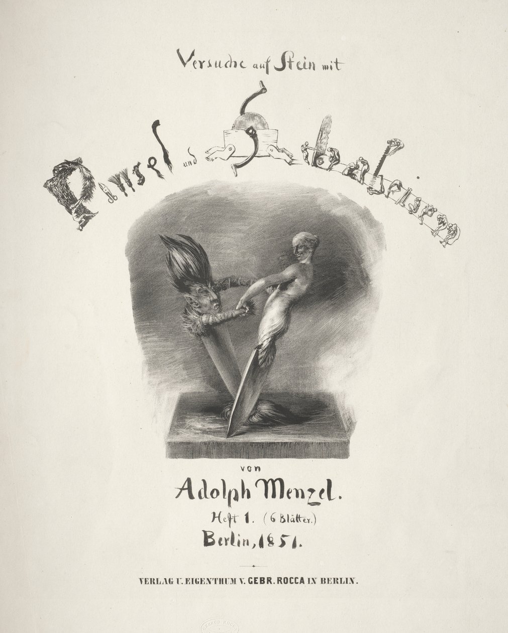 Essay over Steen met Penseel en Schraper: Titelpagina door Adolph Menzel