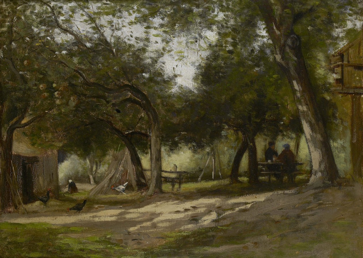 Landschap met een boerenerf, 1830 door Adolphe Felix Cals