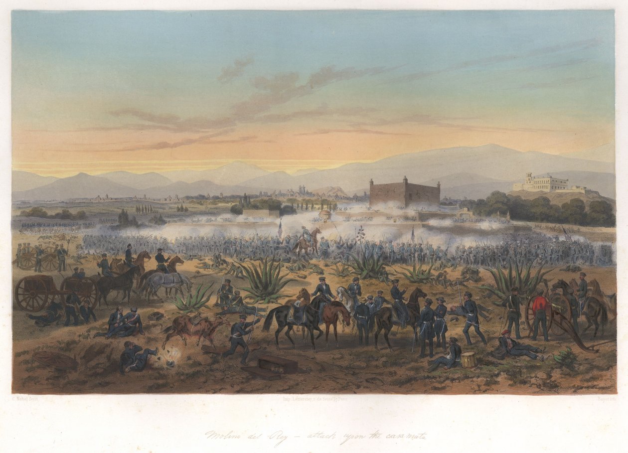 Molino del Rey – aanval op de casa mata (8 september 1847) in de Mexicaans-Amerikaanse Oorlog door Adolphe Jean Baptiste Bayot