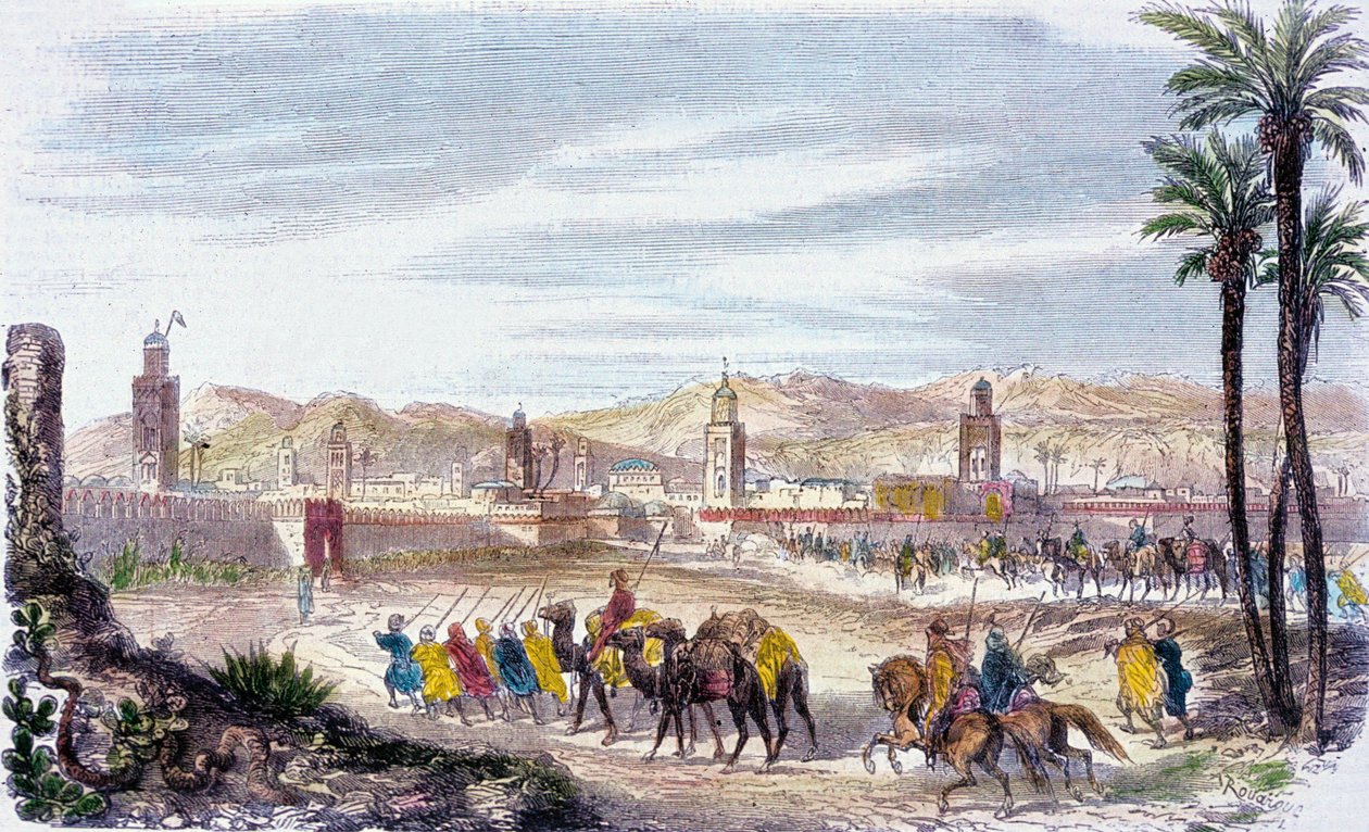 Marrakech, Marokko door Adolphe (after) Rouargue