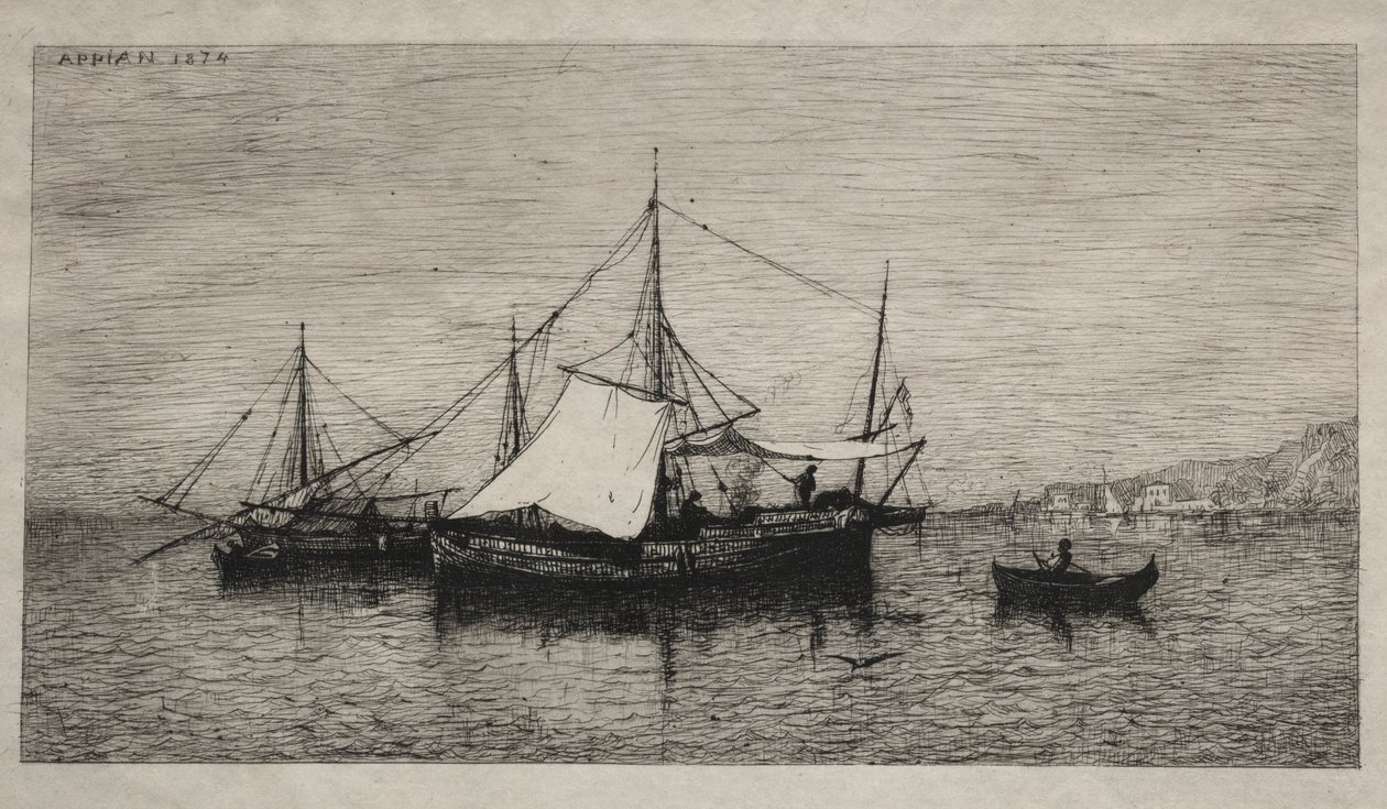 Kustvaartboten (Kusten van Italië) door Adolphe Appian