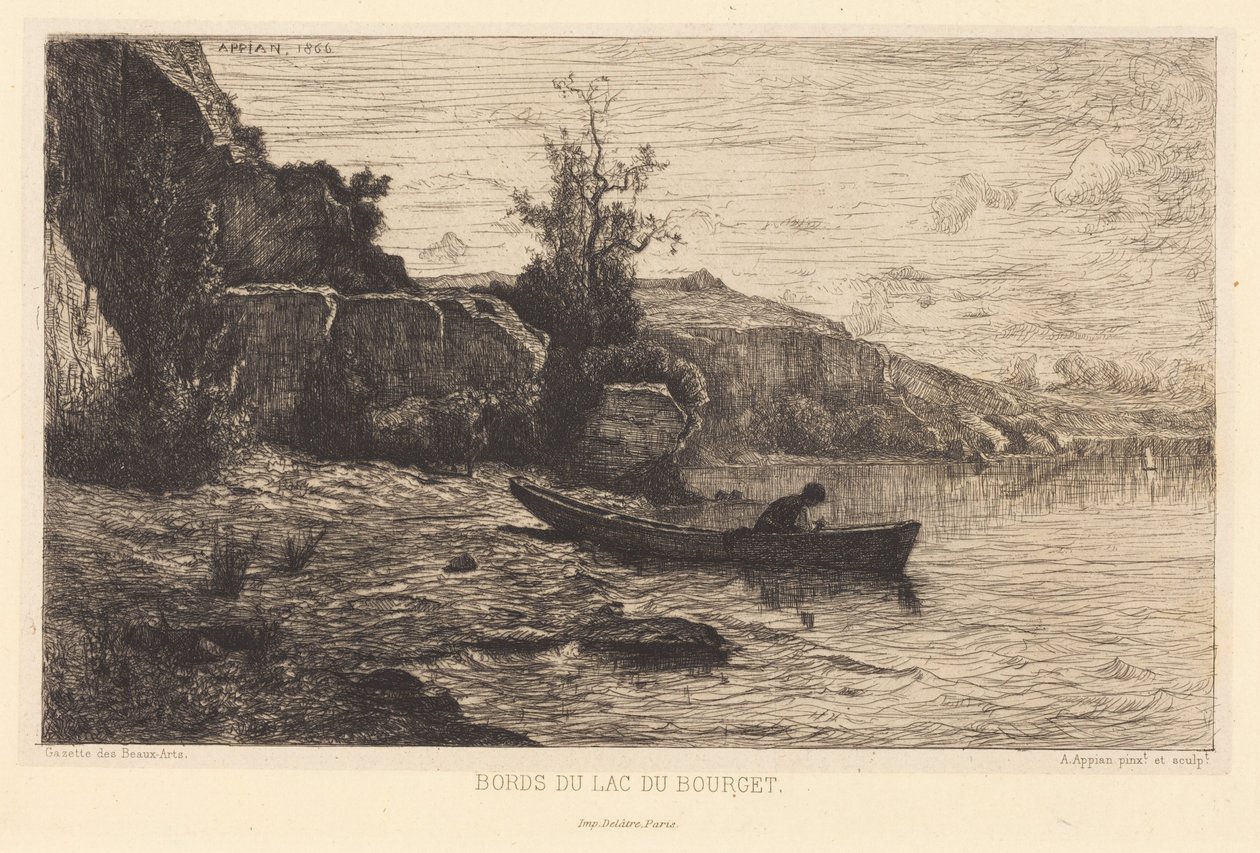 Oevers van het Meer van Bourget door Adolphe Appian