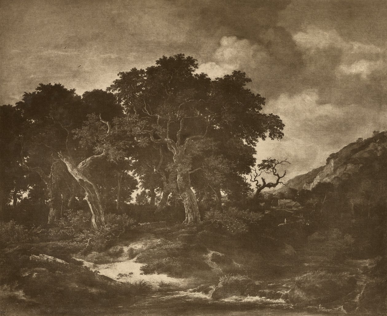 Landschapsschilderij van Ruysdael door Adolphe Braun