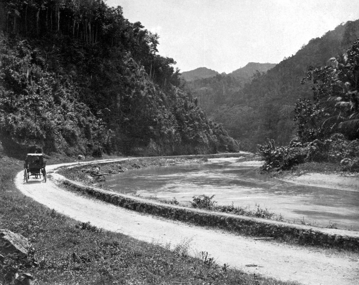 Weg naar Bog Walk, Jamaica, ca. 1905 door Adolphe Duperly and Son