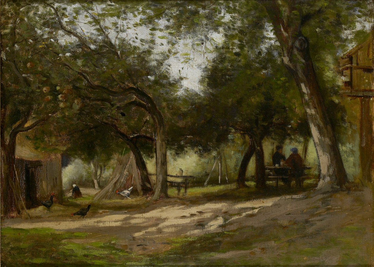 Landschap met een boerenerf door Adolphe Felix Cals