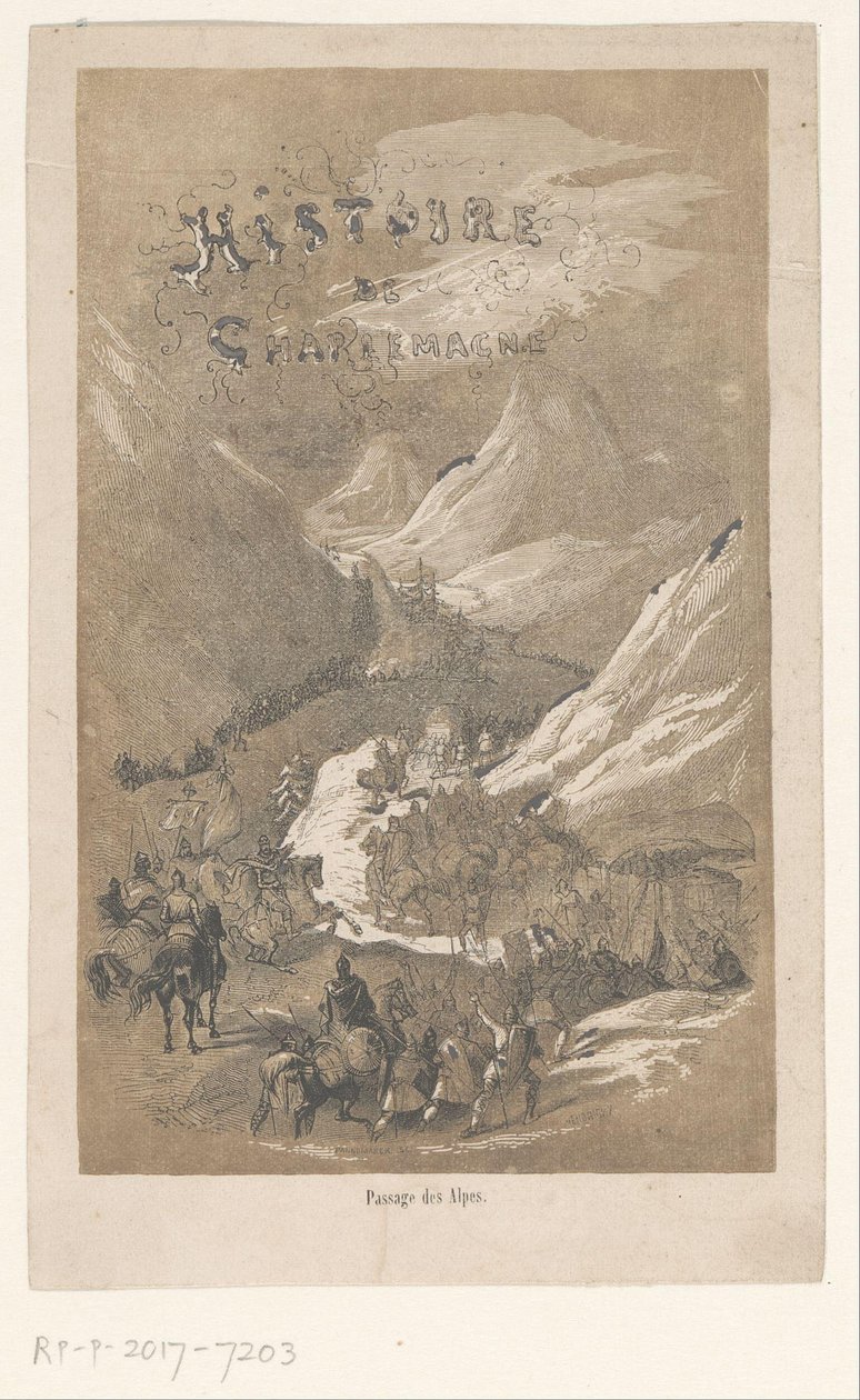 Titelprent voor: Histoire de Charlemagne, ca. 800 door Adolphe Francois Pannemaker