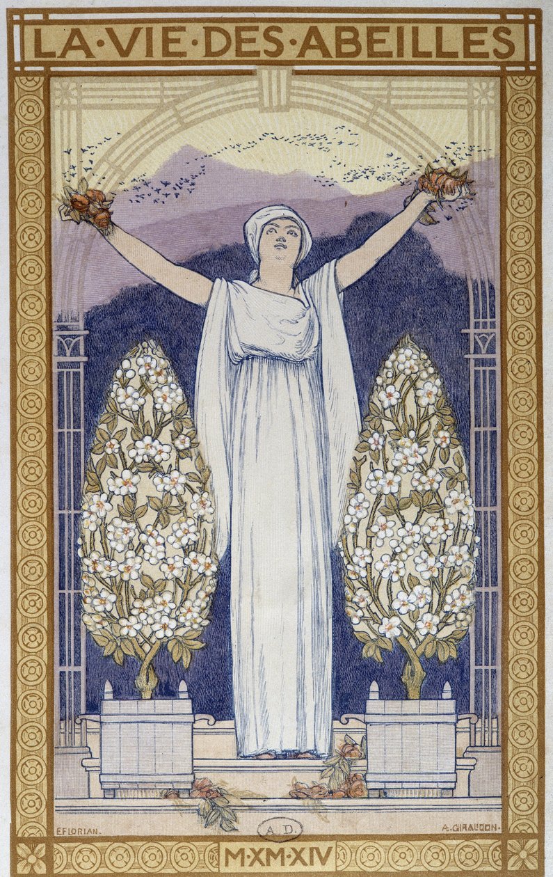 Het leven van bijen: Allegorie - Tekening door A. Giraudon door Adolphe Giraudon
