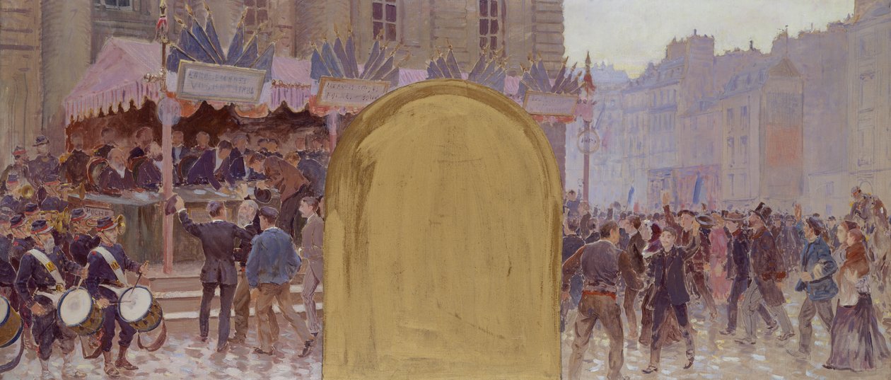 Inschrijving van de vrijwilligers, Place du Panthéon door Adolphe Gustave Binet