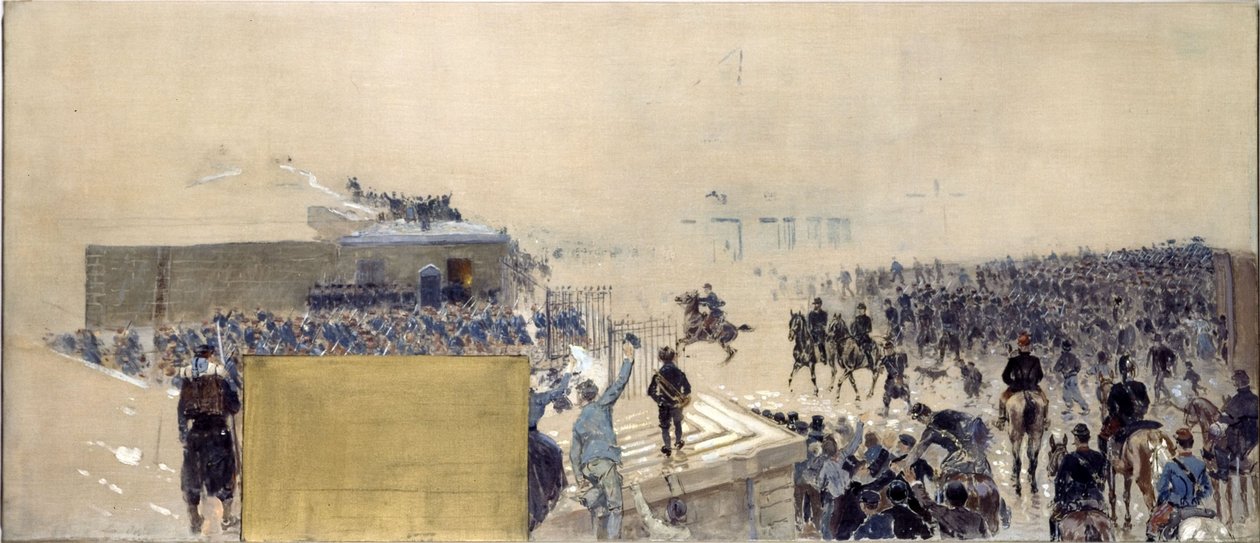 Schets voor het kantoor van de prefect in het stadhuis van Parijs: De uitgang door Adolphe Gustave Binet
