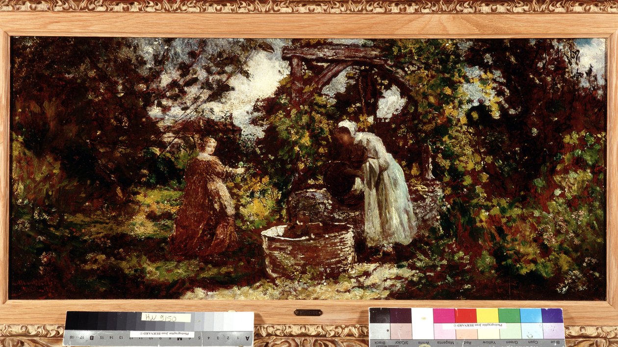 Een elegante en haar dienstmeid bij de put door Adolphe Joseph Thomas Monticelli