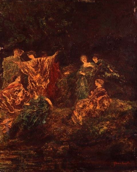 Fete Galante door Adolphe Joseph Thomas Monticelli