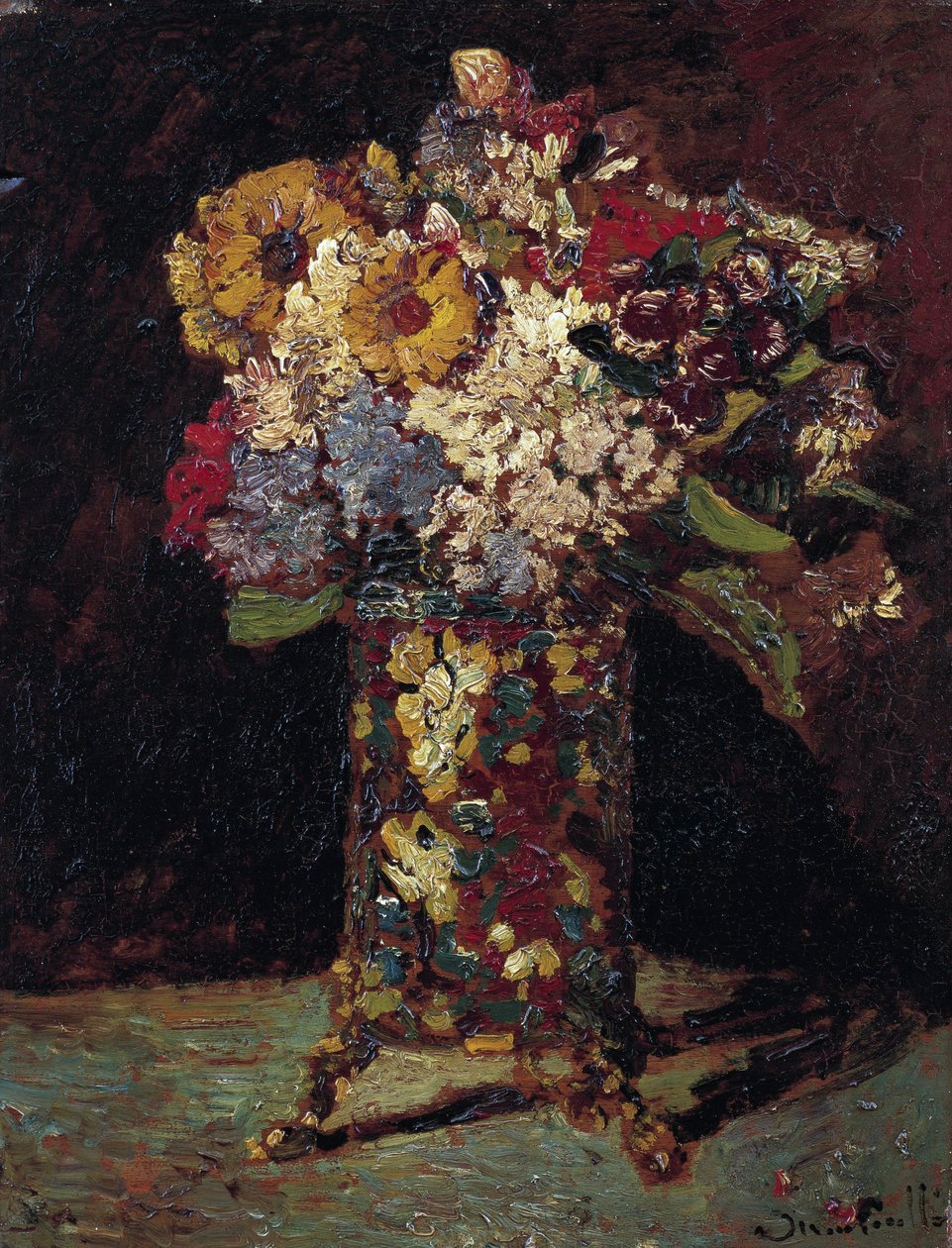 Stilleven met bloemen door Adolphe Joseph Thomas Monticelli