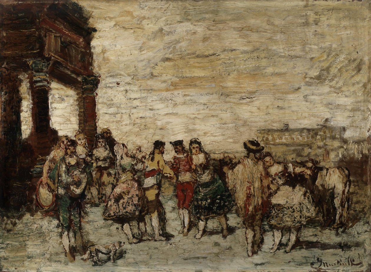 Feest in Spanje door Adolphe Joseph Thomas Monticelli