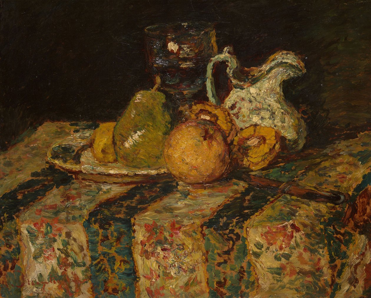 Stilleven met fruit en wijnkan door Adolphe Joseph Thomas Monticelli