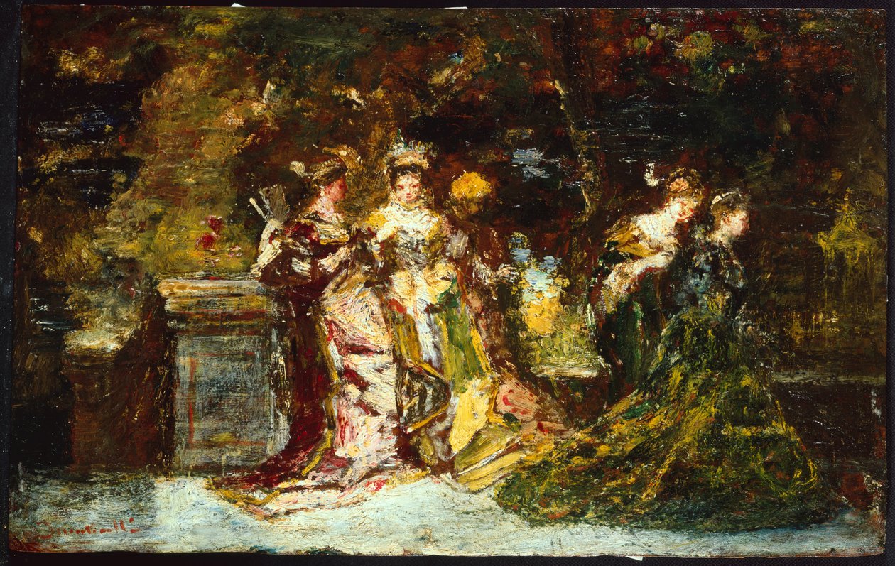 Vrouwen in een park, c.1858 door Adolphe Joseph Thomas Monticelli