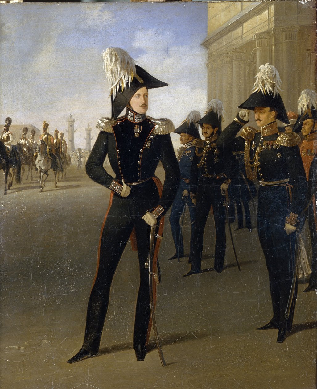 Keizer Nicolaas I ontvangt het officiële rapport van prins Lobanov-Rostovsky door Adolphe Ladurner