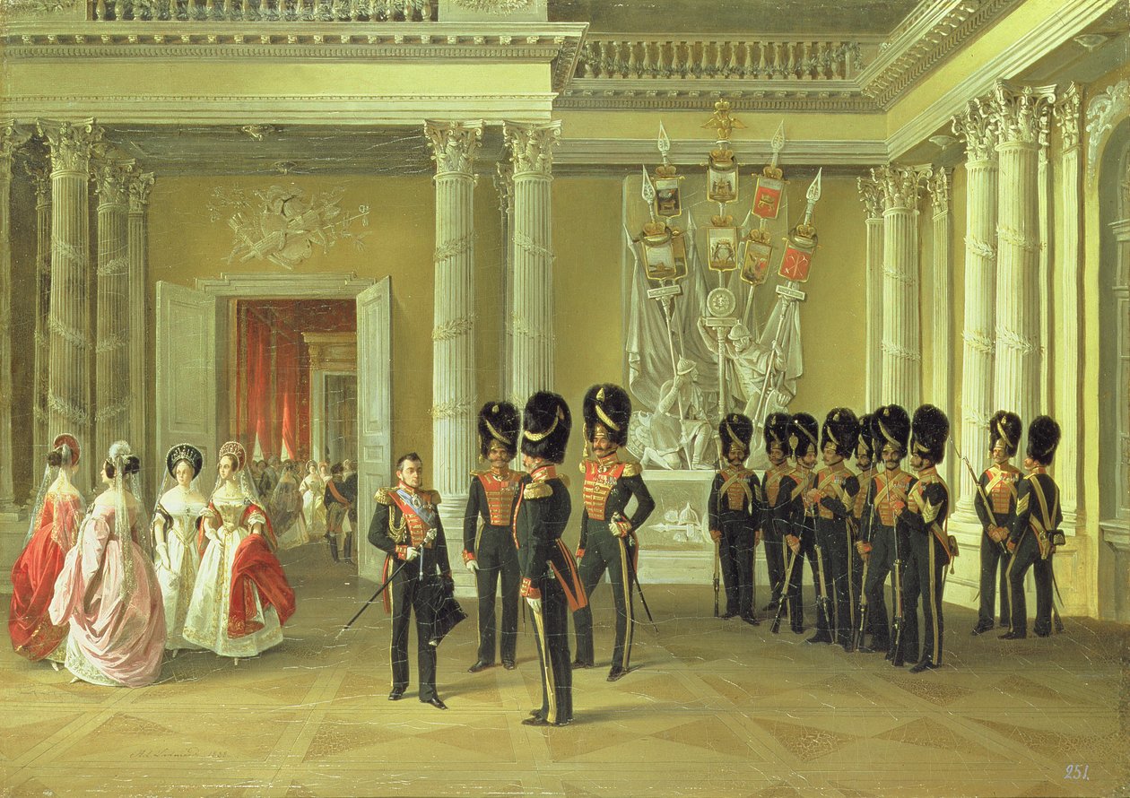 De Heraldische Hal in het Winterpaleis, Sint-Petersburg, 1838 door Adolphe Ladurner