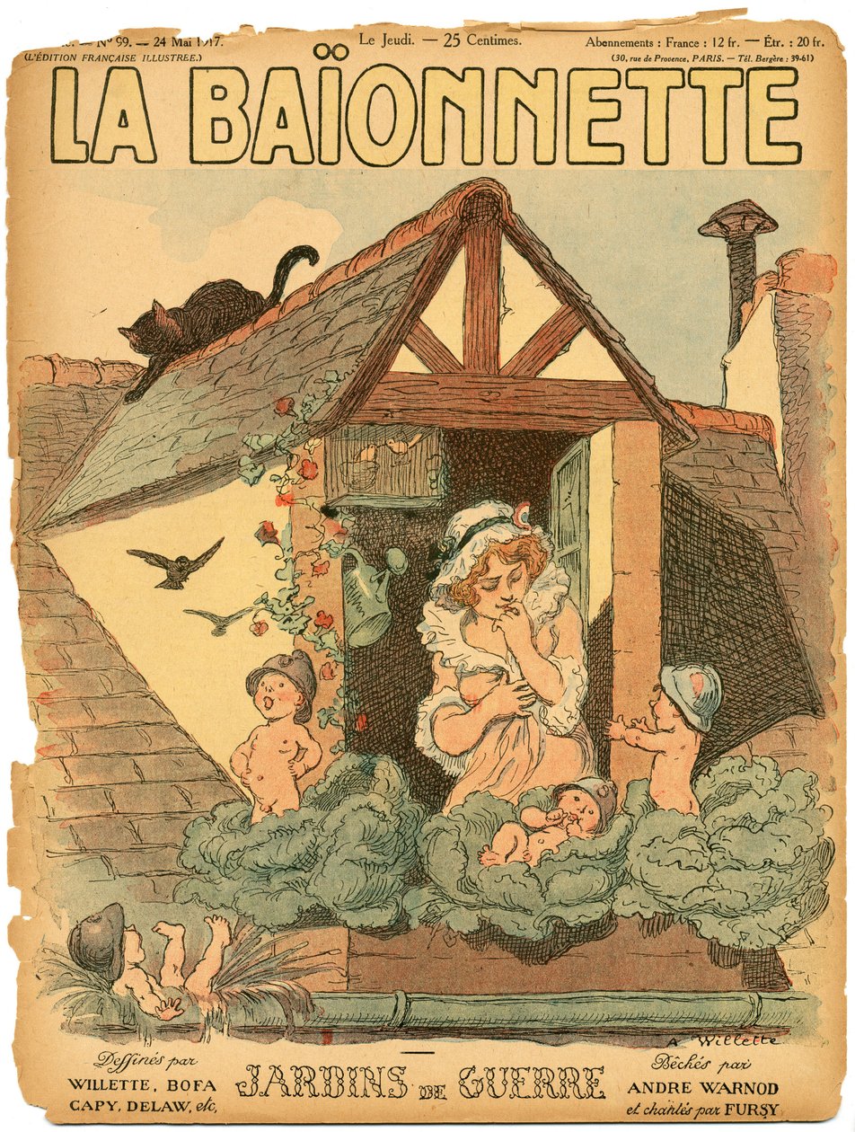 Omslag van La Baionnette, Satirisch in Kleuren door Adolphe Leon Willette