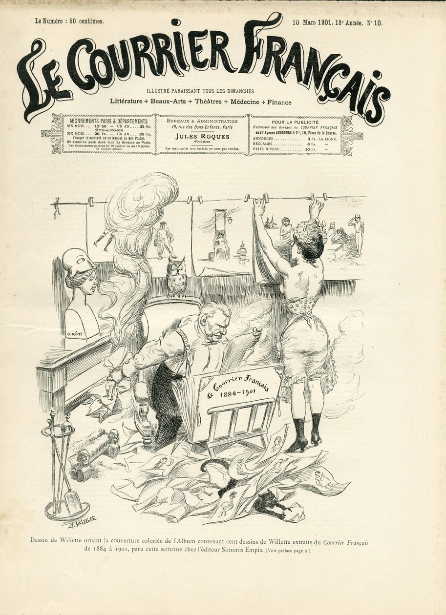 Illustratie van Adolphe dit Willette voor de omslag van Le Courrier francais door Adolphe Leon Willette