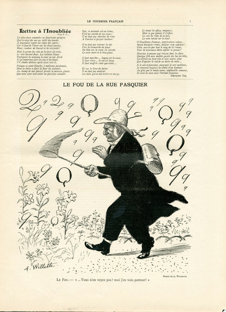 Le Courrier français, nummer 10, Satiriek in Z & W door Adolphe Leon Willette