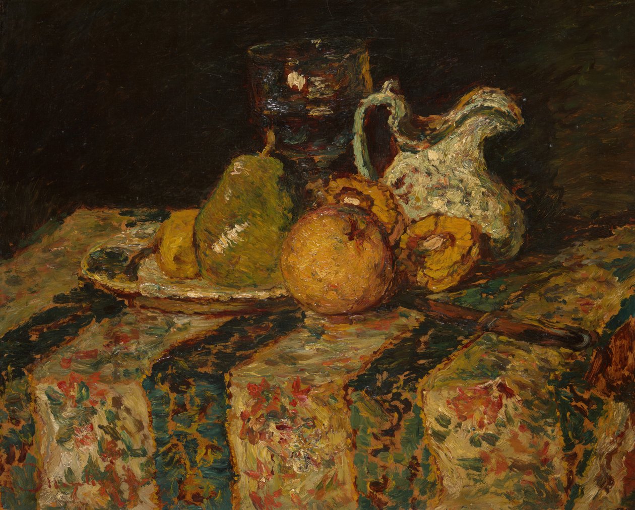 Stilleven met Fruit en Wijnkan, 1874 door Adolphe Monticelli