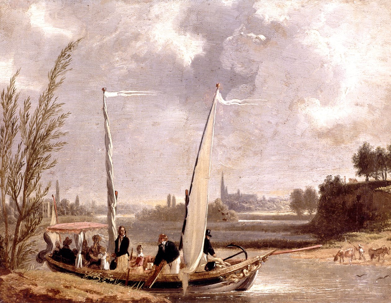 Louis-Philippe en zijn familie in een boot in Neuilly door Adolphe Roehn
