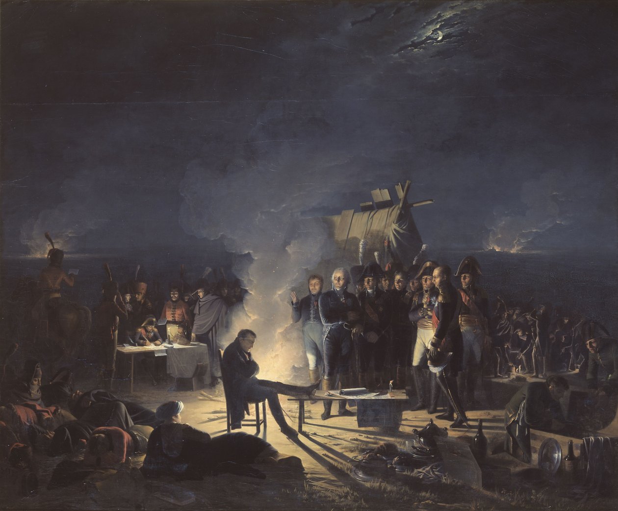 Napoleons bivak op het slagveld van Wagram in de nacht van 5 op 6 juli 1809 door Adolphe Roehn