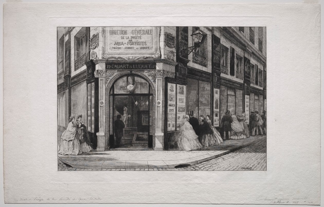 Hoofdkwartier van de Société des Aquafortistes door Adolphe Théodore Jules Martial Potémont