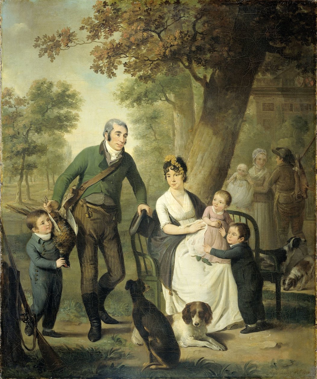 Jonkheer Gysbert Carel Rutger Reinier van Brienen van Ramerus (1771-1821), met zijn vrouw en vier van hun kinderen door Adriaan de Lelie