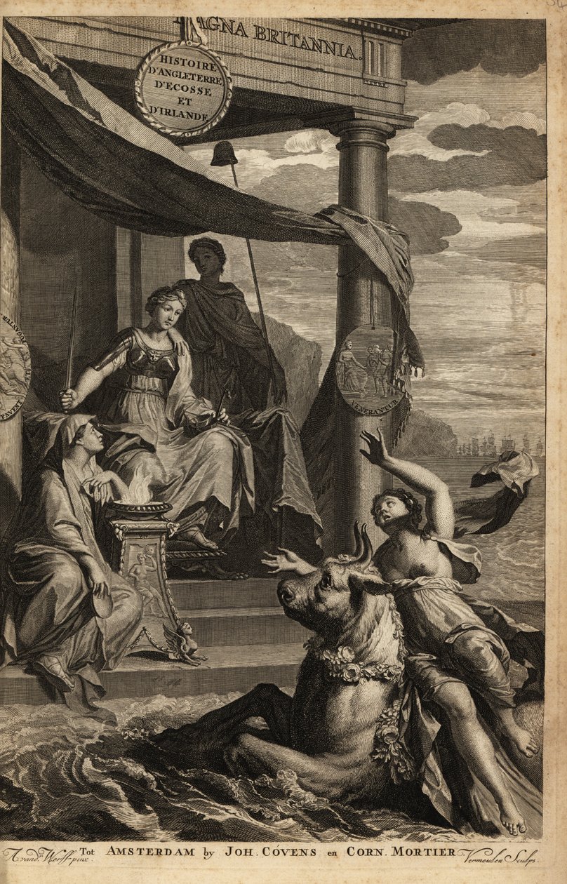 Allegorisch frontispice met Europa, Zeus en Themis door Adriaan van der (after) Werff