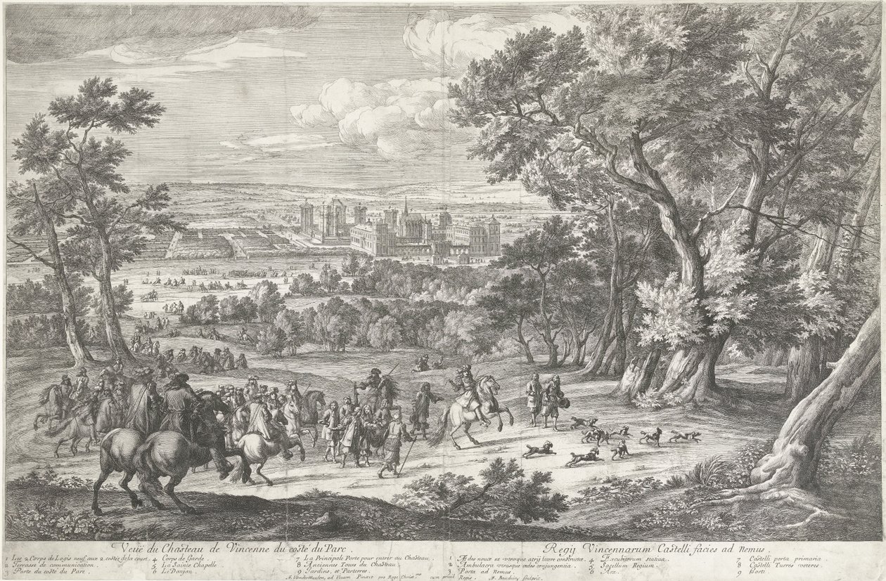 Uitzicht op het kasteel en park van Vincennes door Adriaen Frans Boudewyns
