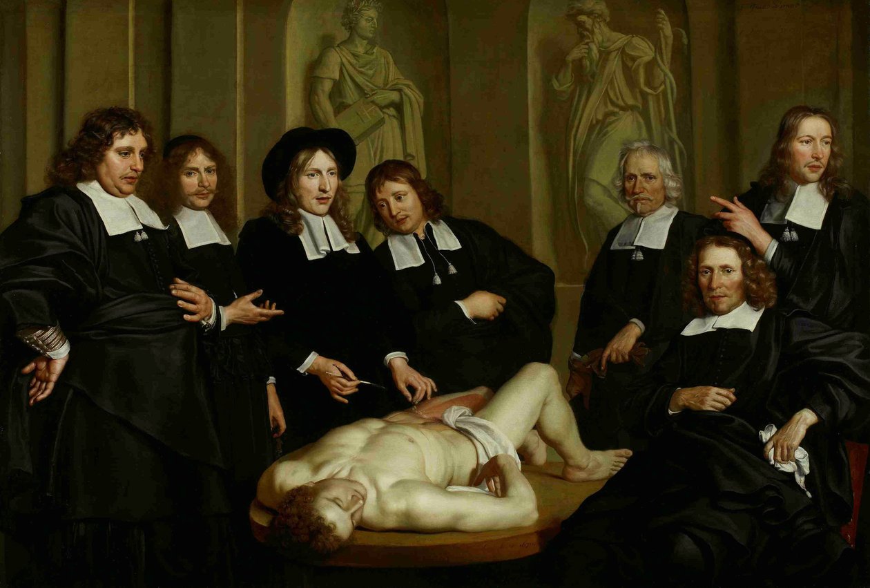 De anatomische les van Dr. Frederik Ruysch, 1670 door Adriaen Backer