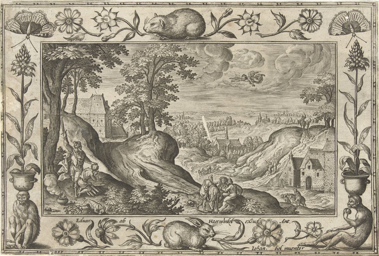 Abraham offert Isaak door Adriaen Collaert