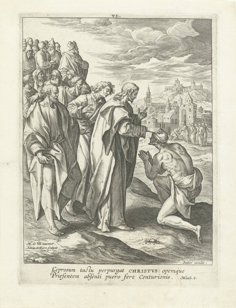Genezing van een melaatse Leven van Christus door Adriaen Collaert