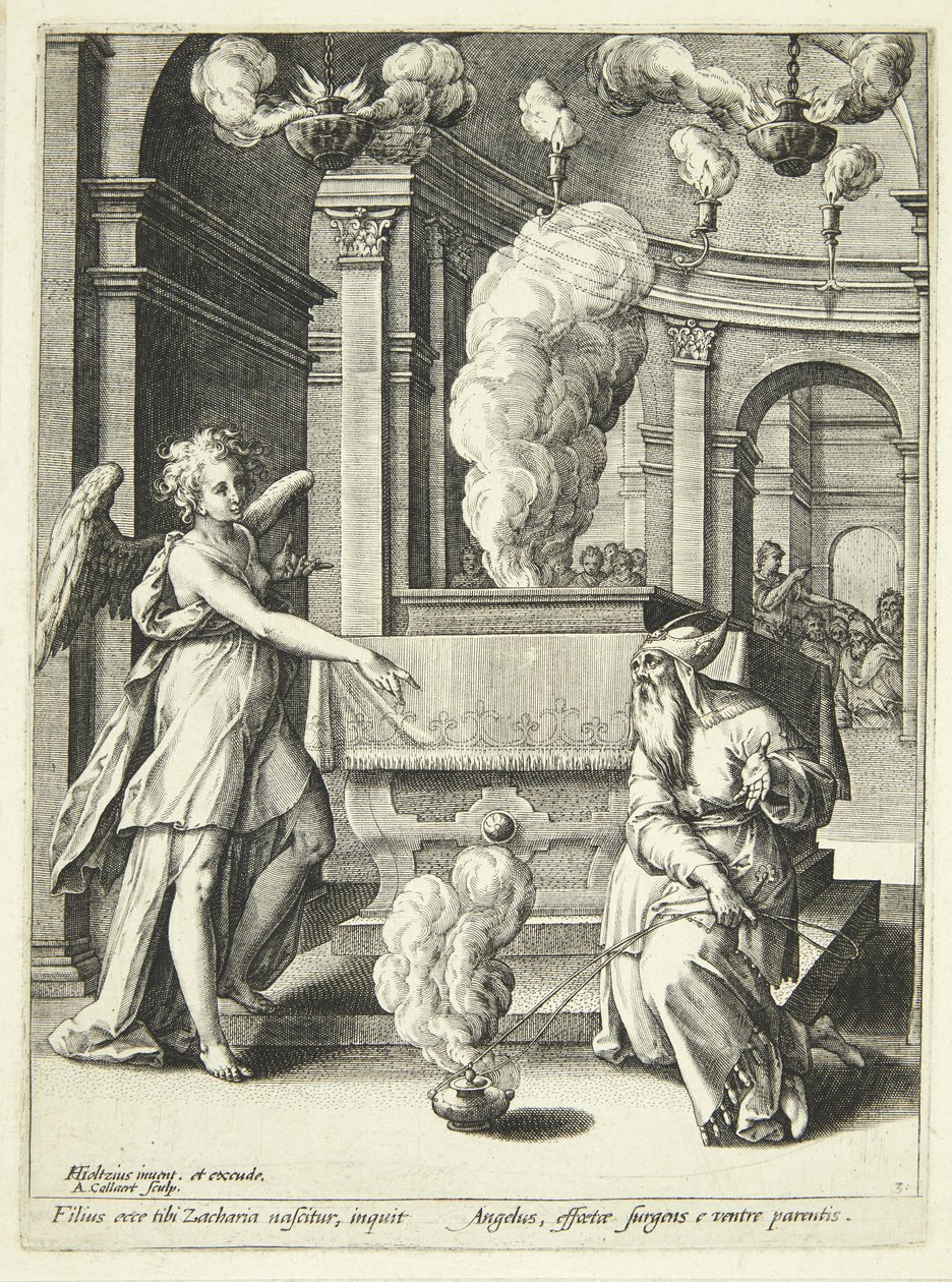De aankondiging aan Johannes door Adriaen Collaert