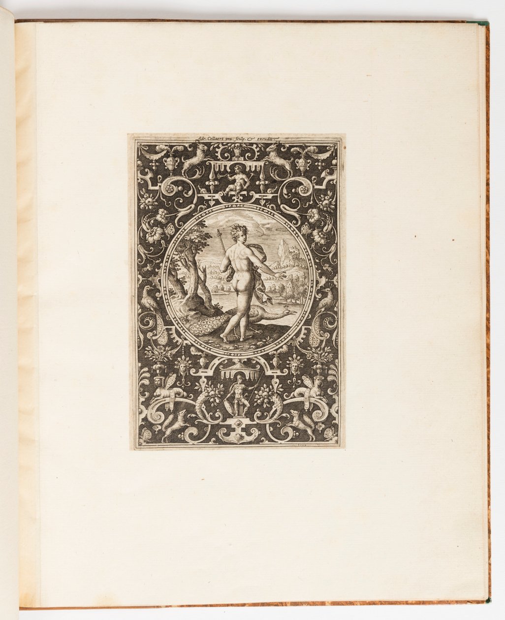 Juno, plaat uit een suite van 6 ornamentale ontwerpen met het Oordeel van Parijs door Adriaen Collaert