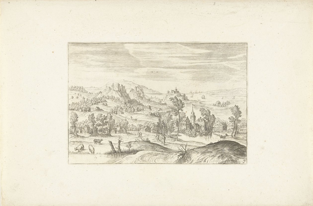 Landschap met een beekje door Adriaen Collaert