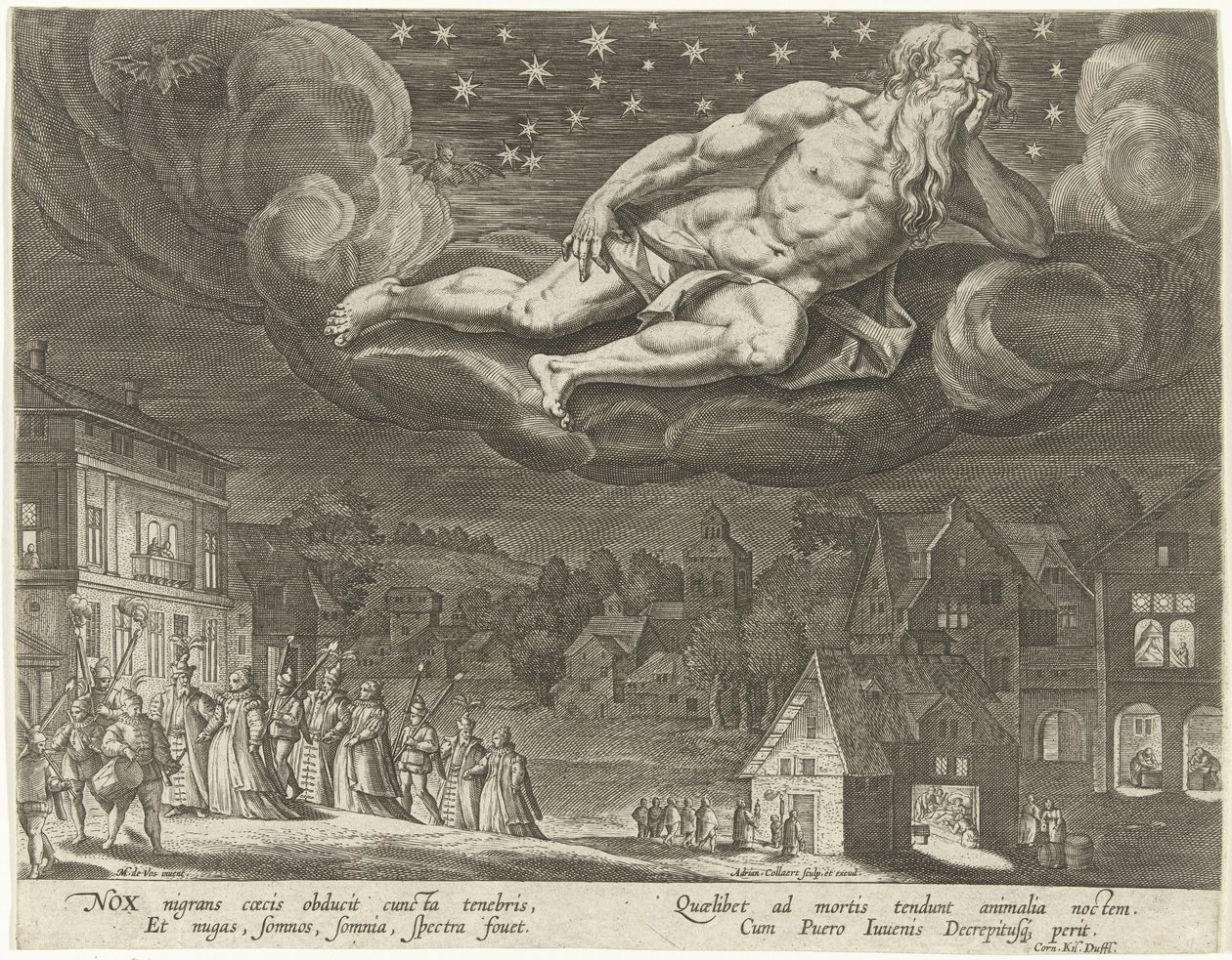 Nacht door Adriaen Collaert
