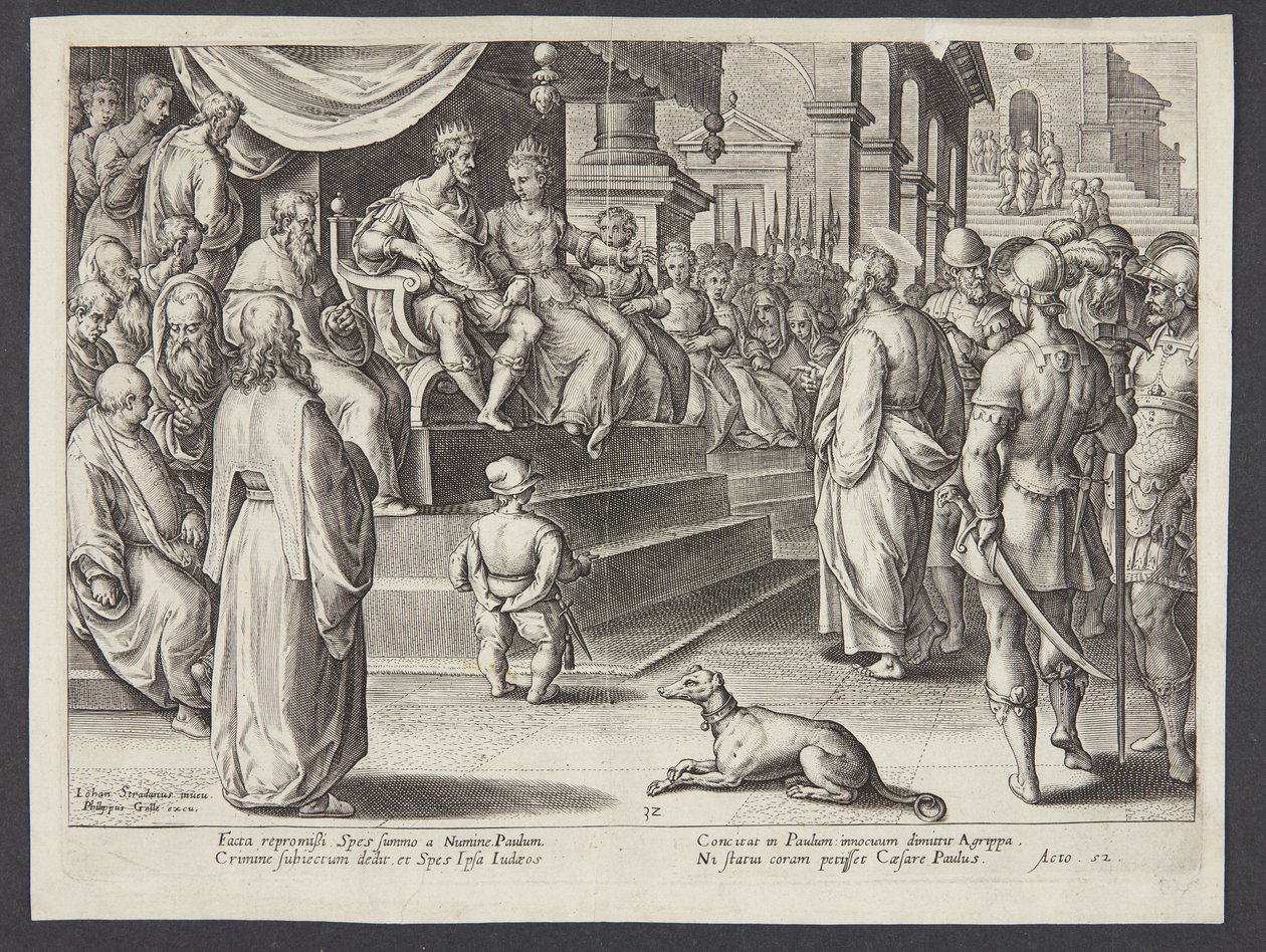 St. Paulus voor Festus en Agrippa door Adriaen Collaert