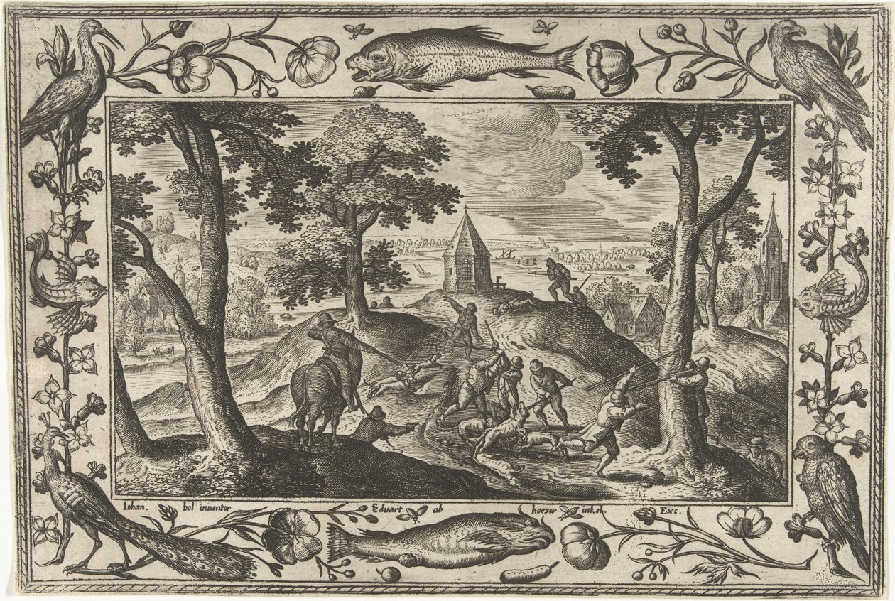 Wolvenjacht door Adriaen Collaert