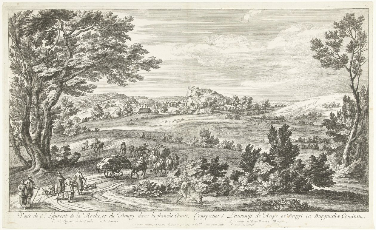 Gezicht op Saint Laurent de la Roche door Adriaen Frans Boudewyns