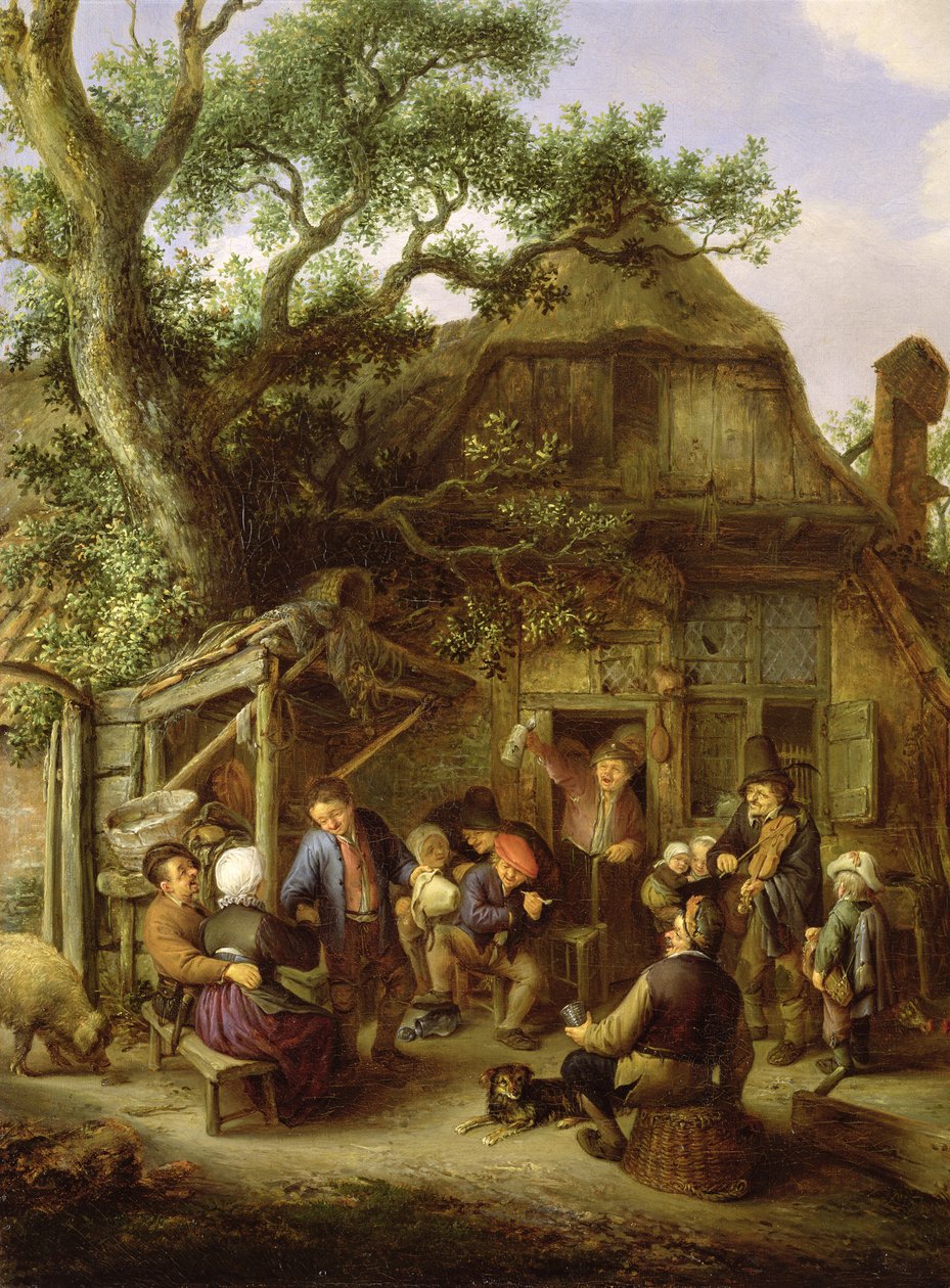 Blije boeren (detail) door Adriaen Jansz. van Ostade
