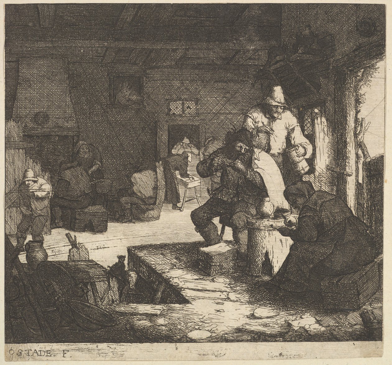 Rokers in de herberg door Adriaen Jansz. van Ostade