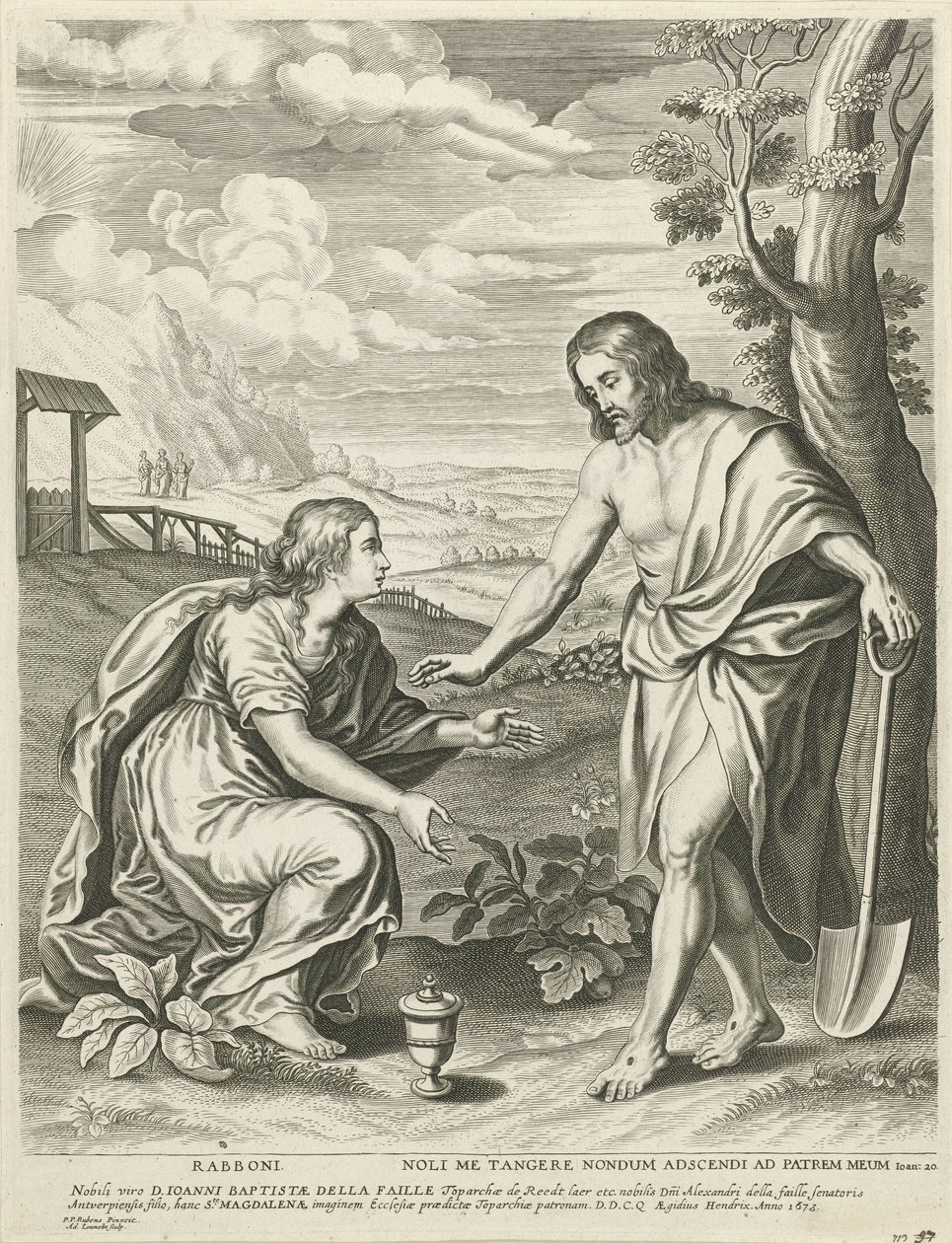 Christus verschijnt als tuinman aan Maria Magdalena door Adriaen Lommelin