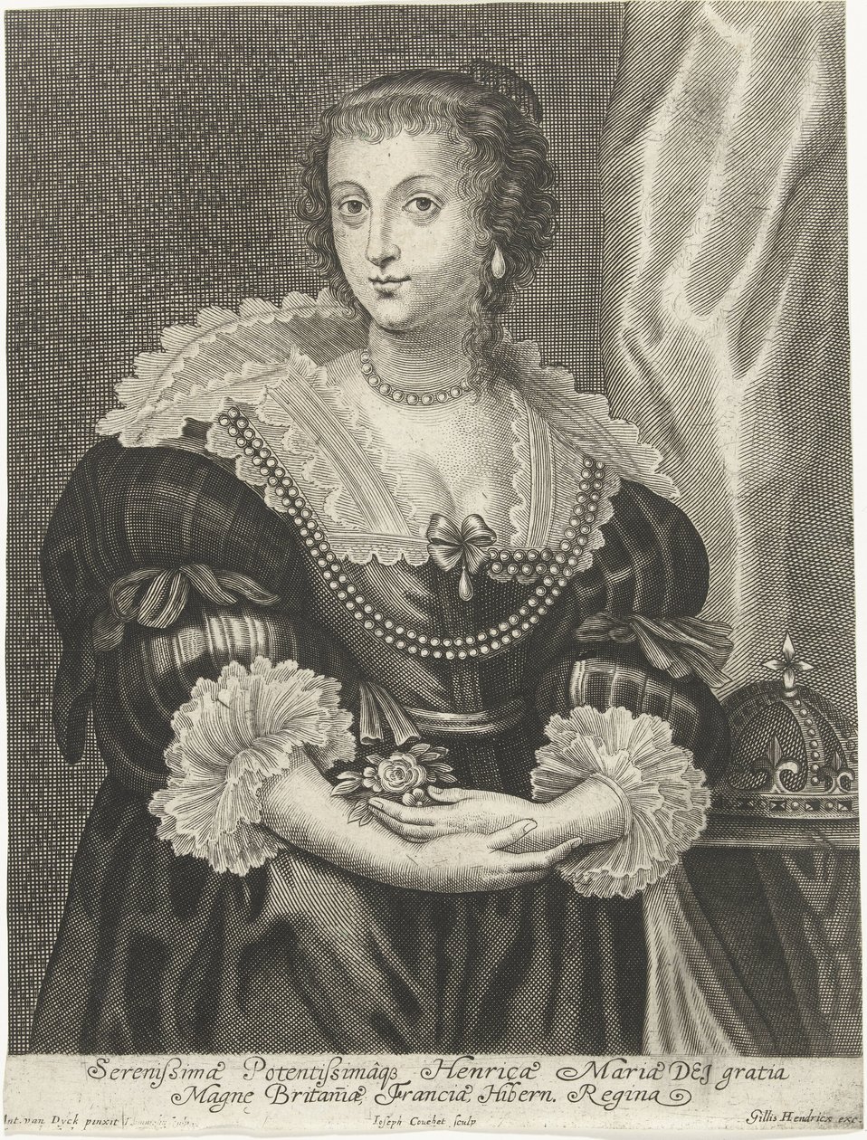 Portret van Henrietta Maria, echtgenote van Karel I van Engeland door Adriaen Lommelin