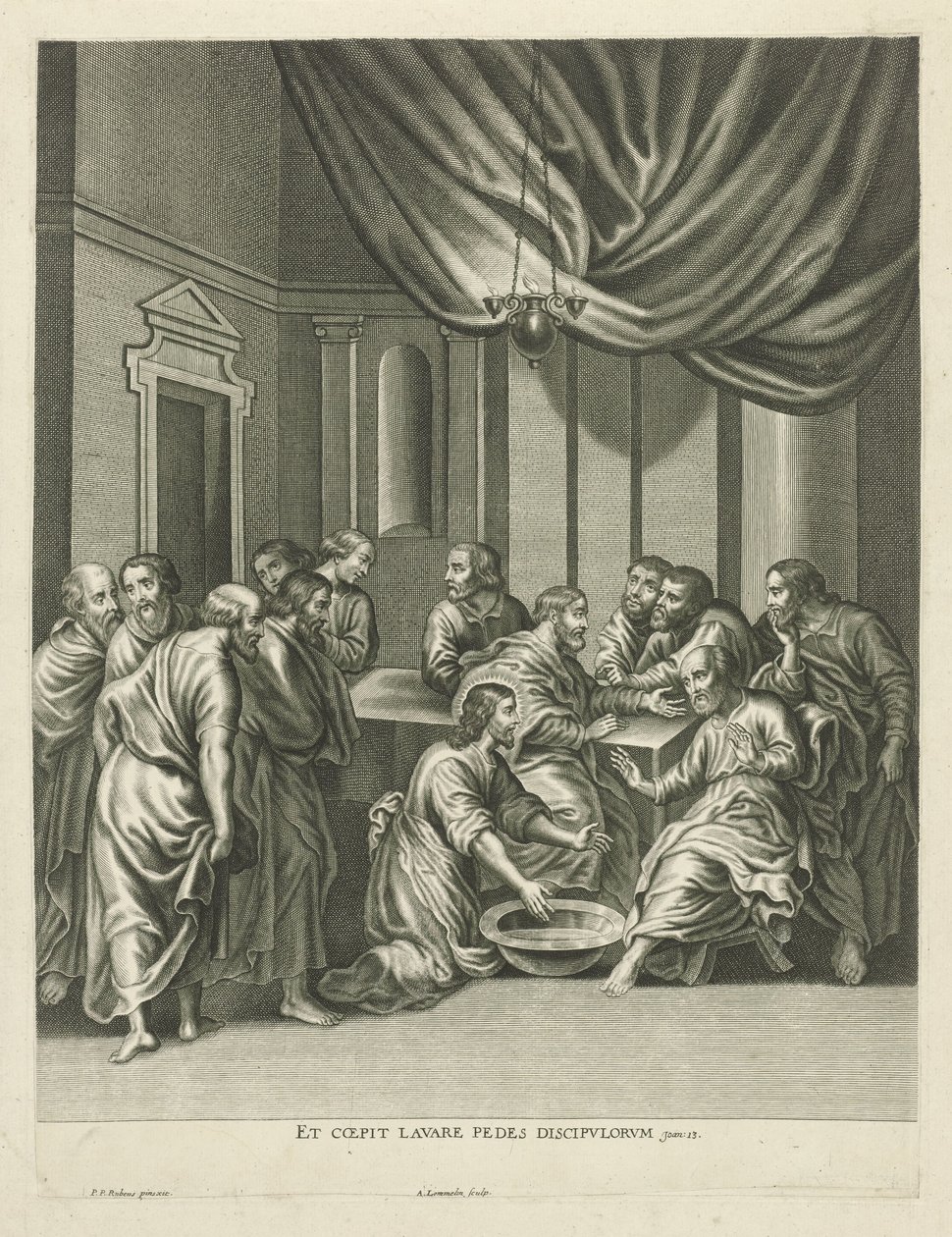 Voetwassing van Petrus door Adriaen Lommelin