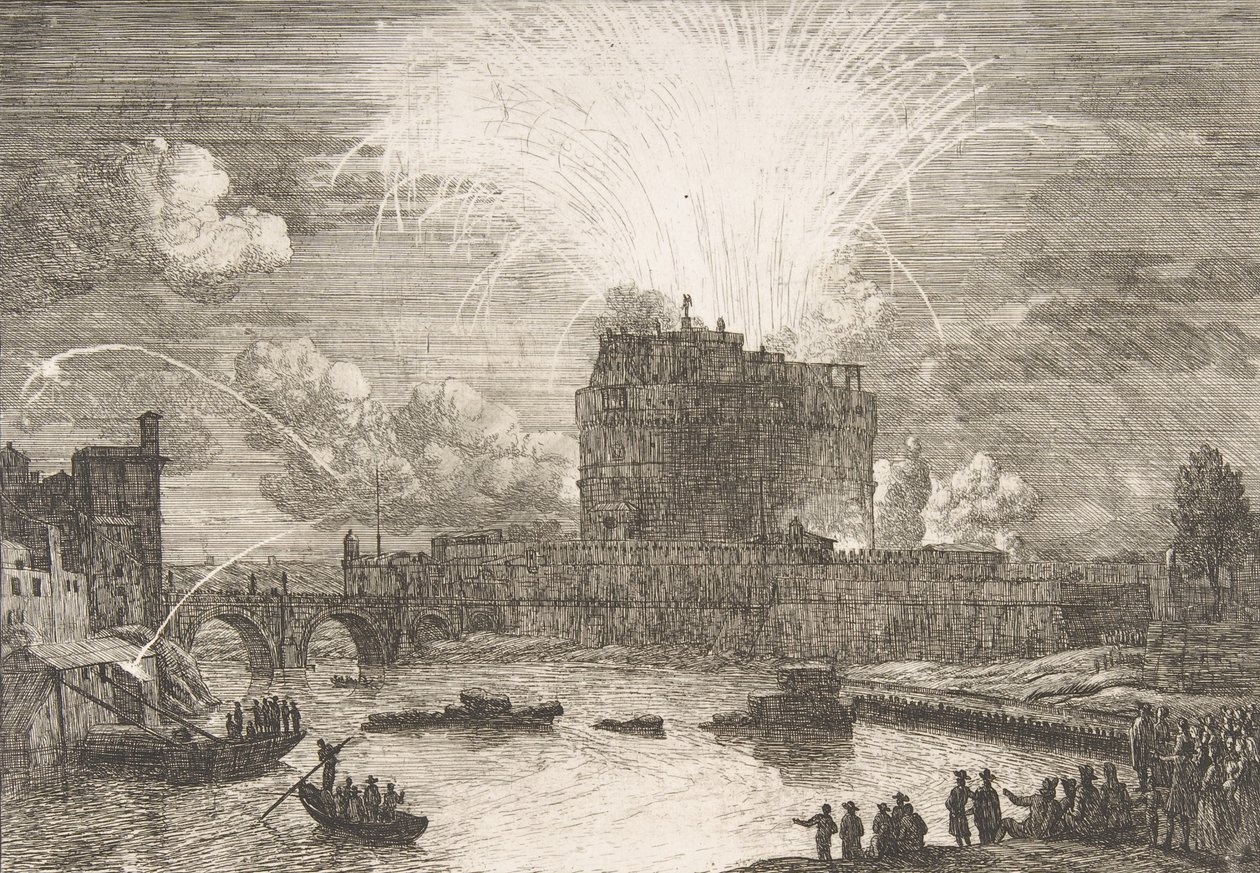 Vuurwerk in Rome Boven Castel Sant