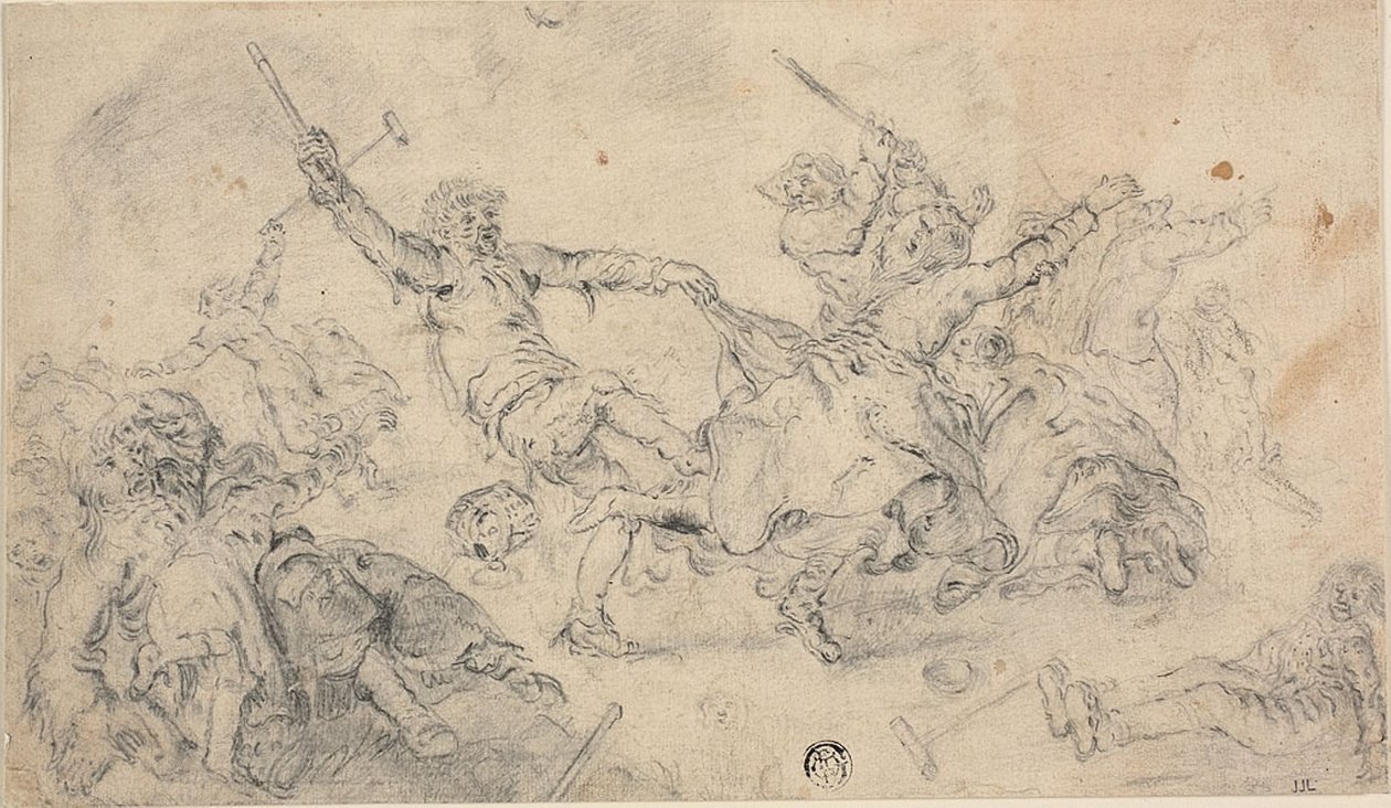 Boeren in een vechtpartij door Adriaen Pietersz. van de Venne
