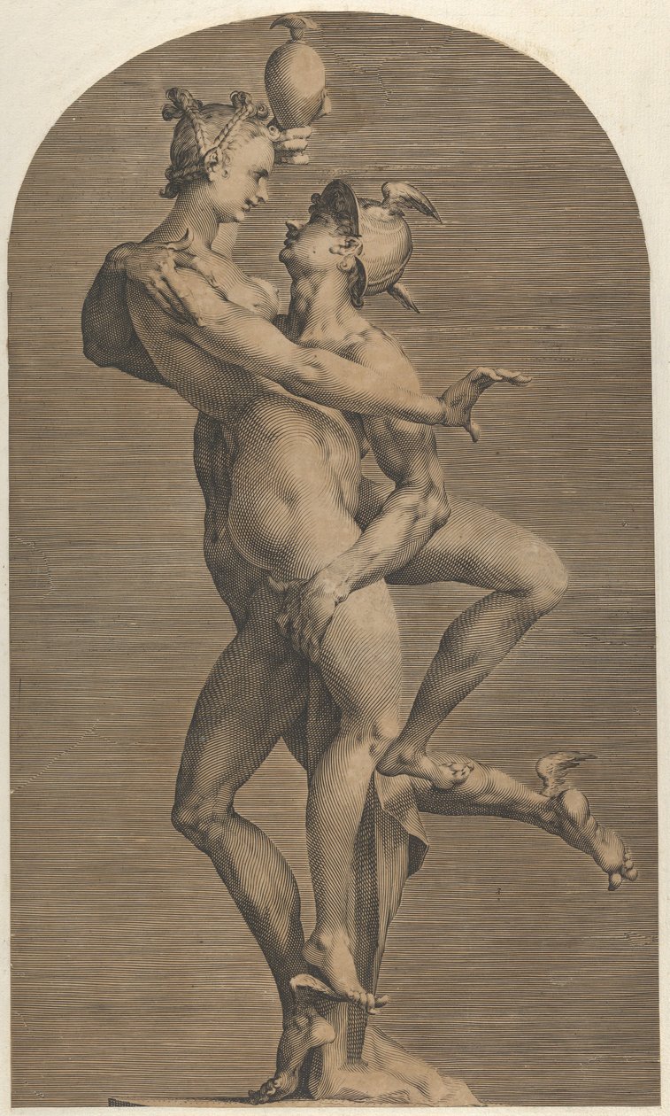 Mercurius ontvoert Psyche door Adriaen de Vries